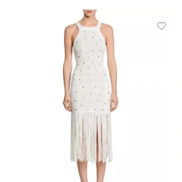 SANDRO white embellished fringe dress Sz 36 US 4 - Picture 2 of 6
